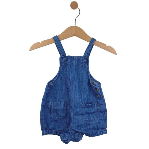 Old Navy Overall Shorts Denim 3-6 Months - Picture 1 of 7